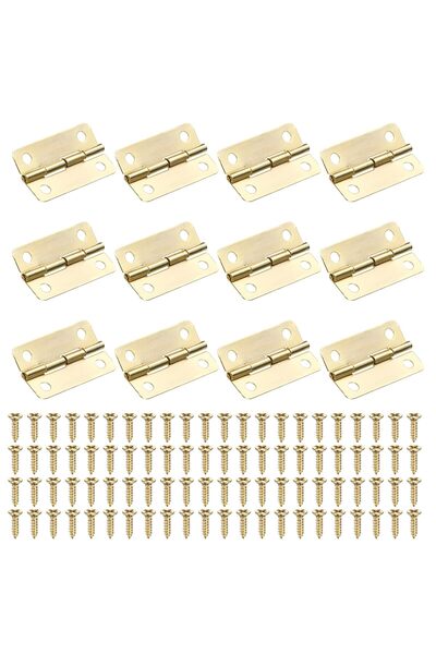 GENERAL Pack of 12 30 x 17 mm Retro Small Folding Hinges Gold 270 Degree