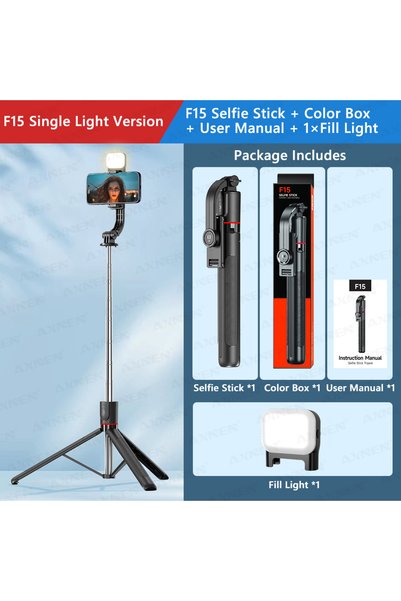 Choice With 1 Light F15 Selfie Stick Tripod with Bluetooth Remote, 6-Section ...