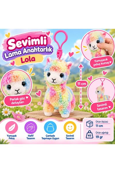 Bezos Plush Colorful Llama Keychain Lola BZELDR05