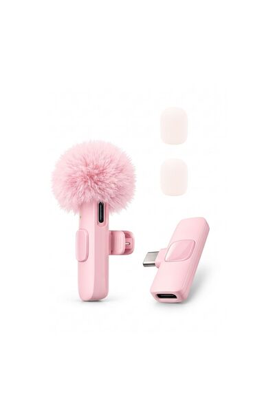Choice ميكروفون لاسلكي صغير يعلق على الياقة من طراز Pink-Type-C-1to1، يعمل بم...
