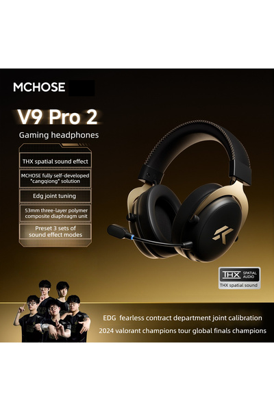 Choice V9 Pro 2 باللون الأسود والذهبي — سماعة الألعاب اللاسلكية MCHOSE V9 Pro...