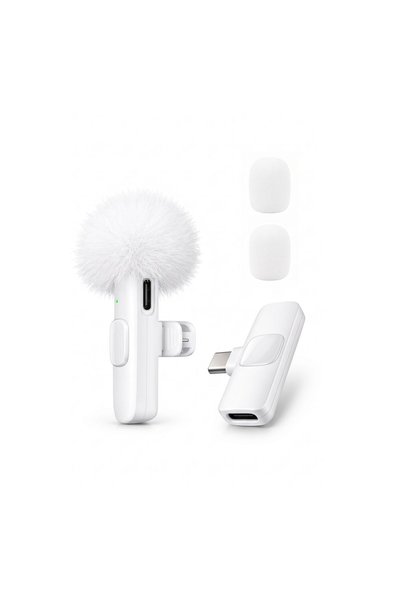 Choice ميكروفون لاسلكي صغير يعلق على الياقة من طراز White-Type-C-1to1، يعمل ب...