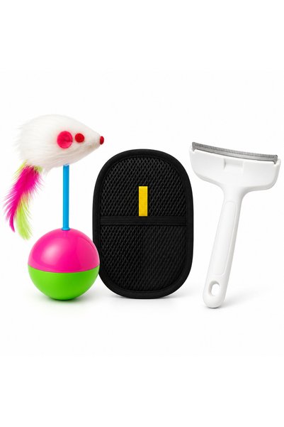 Busstier Swing Stop – Hacı Yatmaz Mouse and Cat Toy and Fur Remover, Comb Set