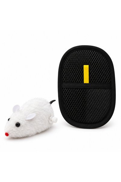 Busstier Velvet Garden – Plush Wind-Up Mouse Cat Toy and Lint Remover Set