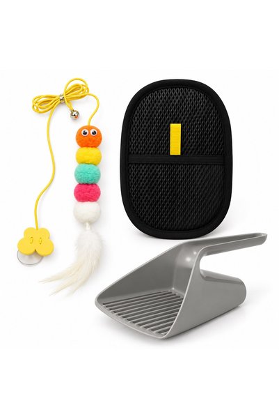 Busstier Mırmır Ritmi – Cat Fishing Rod with Hanging Pom-Poms, Fur Remover, a...