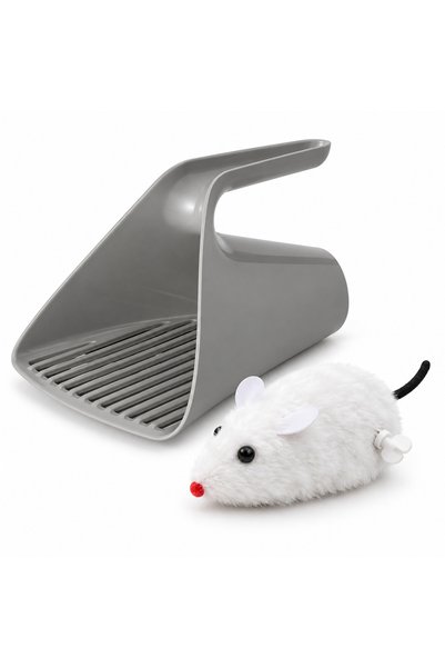 Busstier Velvet Route – Plush Wind-Up Mouse and Cat Toy Set with Litter Scoop