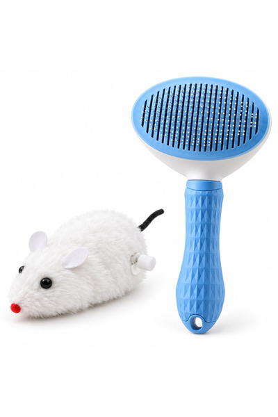 Busstier Velvet Rhythm – Plush Wind-Up Mouse and Cat Toy Set with Comb