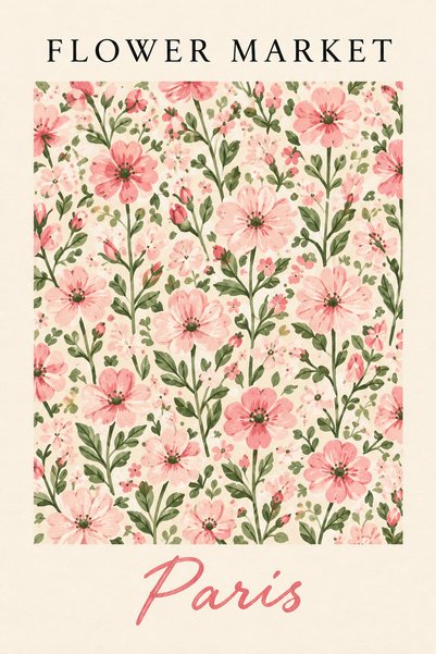 BROS COLLECTİON Flower Market Paris Çiçek Desenli 3 mm MDF Duvar Tablosu FLV ...