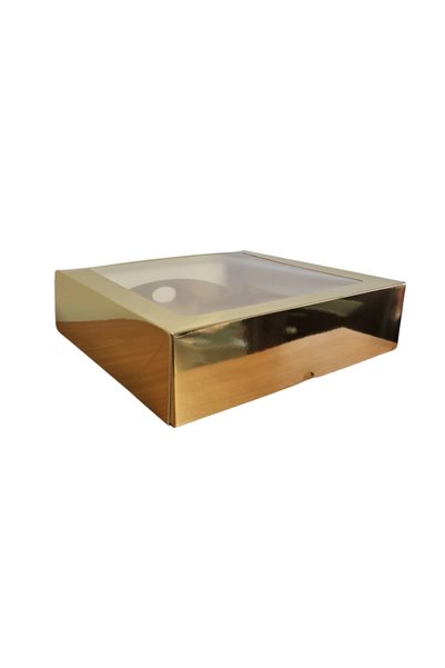 Anyta Cooking Cake box with glass - GOLDEN - 20x20x8 cm