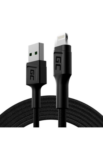 Greencell Cablu Ray USB-Lightning de 200 cm, iluminare de fundal cu LED-uri