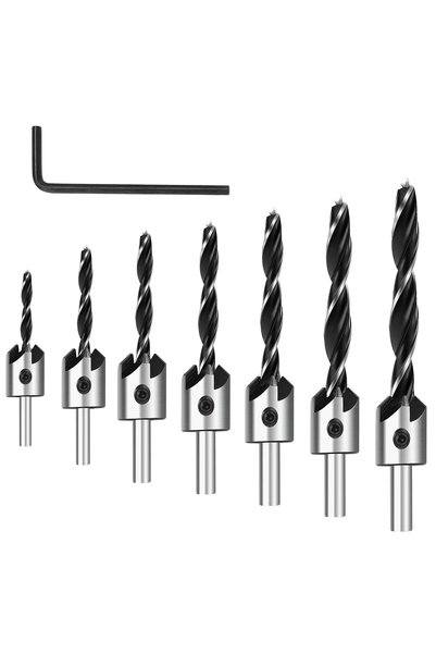 KOWVOWZ Countersink Drill Bit Set for Wood, High Speed Steel Woodworking Tool...