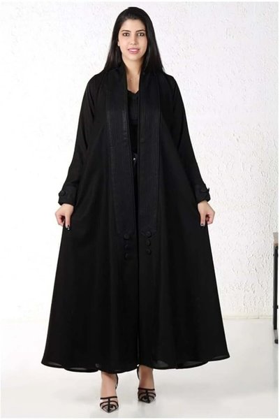 Other Black abaya with wide collar and buttons on collar and sleeves - 54