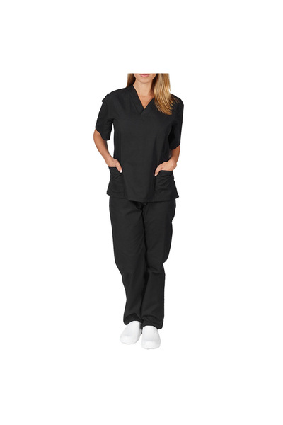 hanzhi Women V Neck Nursing Uniform Two Piece Set Polyester