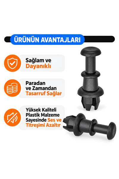 Volkswagen 4 Adet - VW Volkswagen, Audi, Seat, Skoda Uyumlu Bagaj Pandizot Askı Pim Klipsi Aparatı - 1M6 867 574 A Orijinal