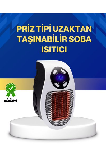 UCUZTEKNO Uzaktan Kumandalı Priz Tipi Seramik Isıtıcı Zaman Ayarlı