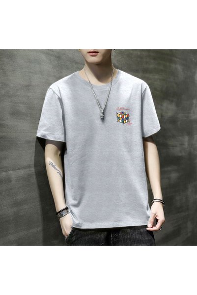 hanzhi Men T-Shirt Korean Style Slim Fit Short Sleeve