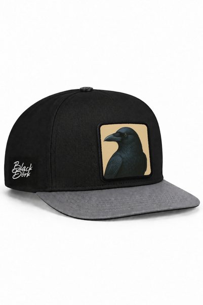 BlackBörk Șapcă Hip Hop Gri-Negru cu Logo Corb