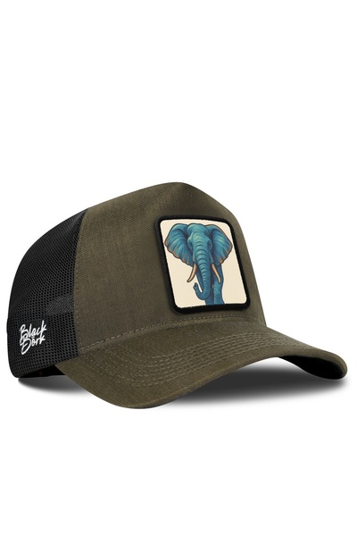 BlackBörk Cordura Khaki-Black Trucker Cap with Elephant Logo