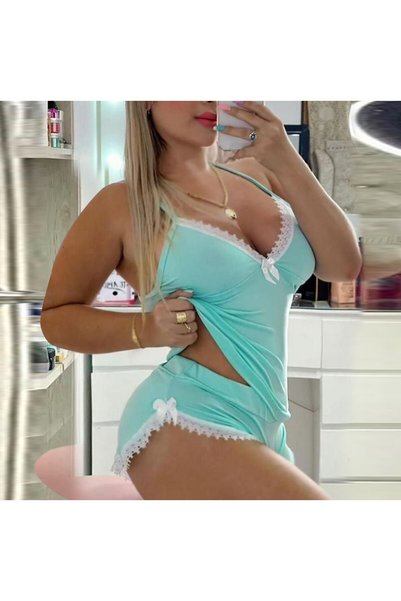 hanzhi طقم ملابس داخلية نسائية بلون الحليب، بدون أكمام، مزين بالكشكشة...