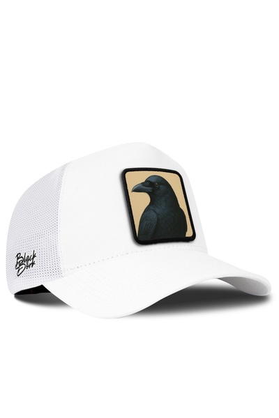 BlackBörk Șapcă albă tip trucker cu logo Corbul