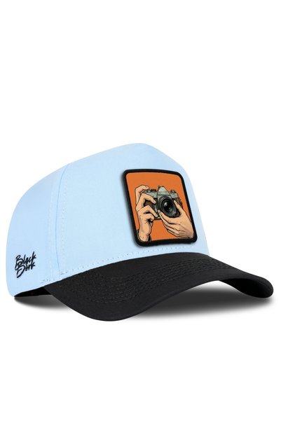 BlackBörk Black and Ice Blue Baseball Cap with Photographer's Logo
