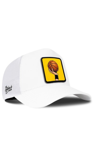 BlackBörk Șapcă Trucker albă cu logo de baschet