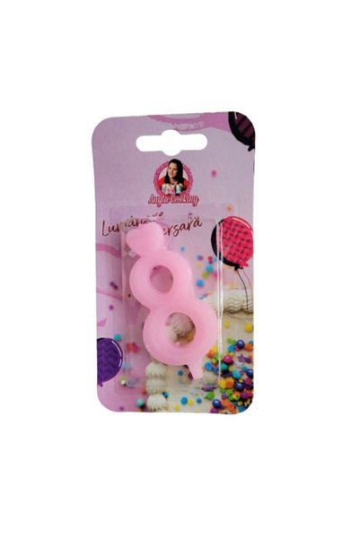 Anyta Cooking Lumanare Tort cu Sclipici - NR 8 - Roz