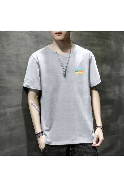 hanzhi Men T-Shirt Korean Style Slim Fit Short Sleeve