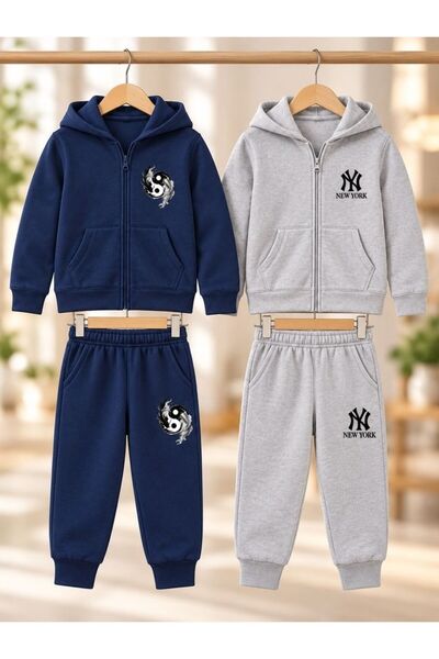 armicem Armikids Unisex 2-Piece Printed Hooded Zipper Jacket and Jogger Pants...