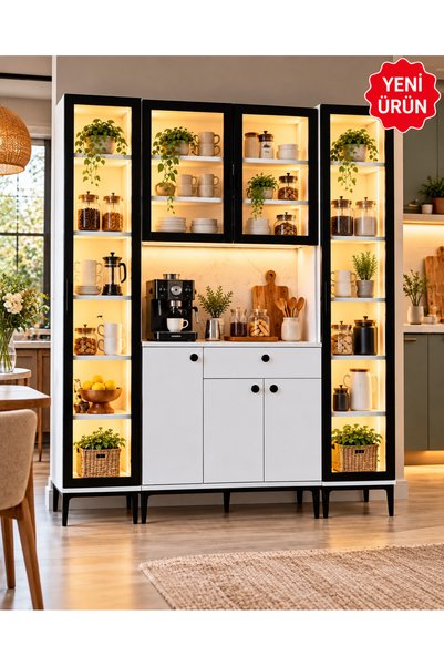 BY HS SE DESİNG MOBİLYA & TASARIM Latte Temperli Cam Kapaklı Ledli Kahve Köşe...