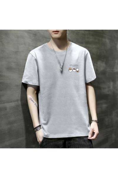 hanzhi Men T-Shirt Korean Style Slim Fit Short Sleeve