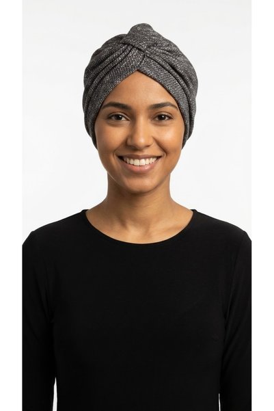 elysianfidan Black Ready-to-Wear Hijab with Cotton, Mottled, Banded, and Line...