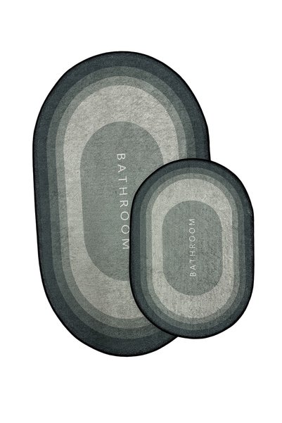 Has 1950 Punto Non-Slip Modern Oval Stylish Gray Tones Soft and Washable Two-...