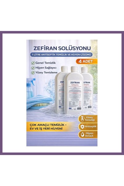 Bezos Zefiran Solüsyonu 1 Litre 4 Adet Set Hijyen ve Çok Amaçlı Temizlik Solüsyonu BYSNOVA