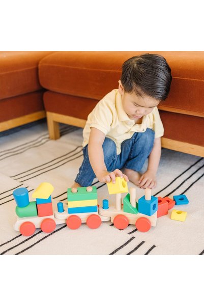 Calimera Toys قطار من مكعبات خشبية ملونة