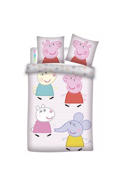 Almido Set lenjerie pat copii ALMIDO, Peppa Pig si prietenii, cearceaf pilota...