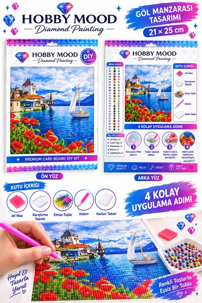 Kezban Tekstil Mozaic cu diamante 5D, set complet, 21 x 25 cm, 1 bucată