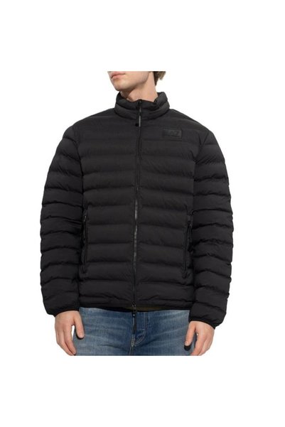 EA7 Men's Regular Fit, Mock Neck, Zipper-Front, Quilted Patterned, Long-Sleev...