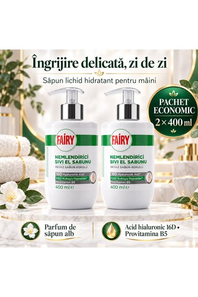 Fairy Moisturizing liquid hand soap, white soap fragrance, with 16D hyaluroni...