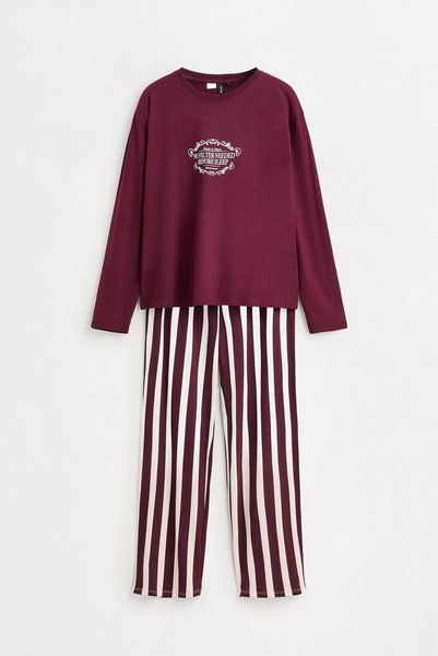 LEFTIES KADIN Baskılı uzun pijama takımı