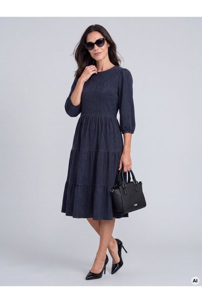 ORSAY Rochie de damă cu mâneci trei sferturi, albastru închis