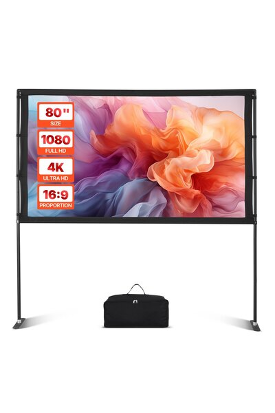 VEVOR Projection screen with stand, Color: black, Model number: SS-TB80, Scre...