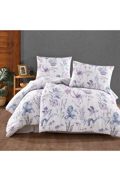First Choice Lenjerie pat dublu Amaris lila, 2 cearsafuri de pilota, bumbac r...