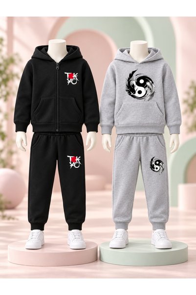 cm buseyiz Busekids Unisex 2-Piece Printed Hooded Zipper Jacket and Kangaroo ...