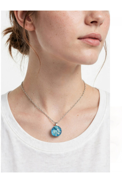 zerzembe Blue Cloud Epoxy Necklace: Sky-Shaped Cloud Necklace—GLOWS IN THE DARK