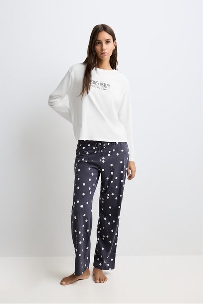LEFTIES KADIN Baskılı uzun pijama takımı