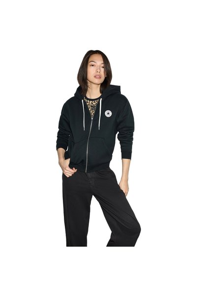 Converse Mikina Hood Signature s celoprepínacím zipsom, čierna, unisex