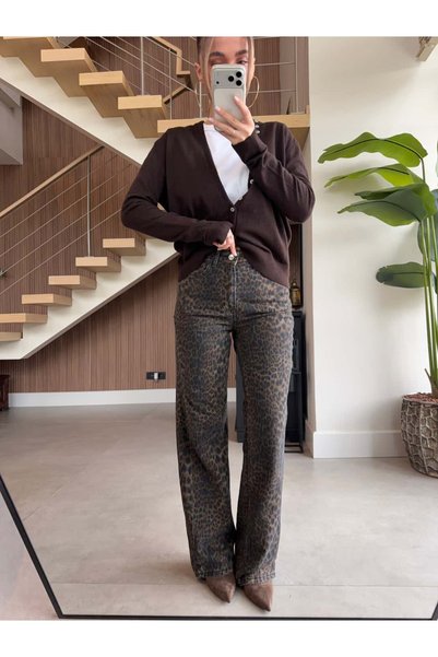 BB Bensu Buyruk STRAIGHT-FIT LEOPARD-PRINT LEONORA JEANS