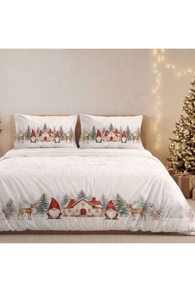 Lenjerii Deosebite Christmas 3D Koa double Duvet Cover Set , 100% Cotton ranf...