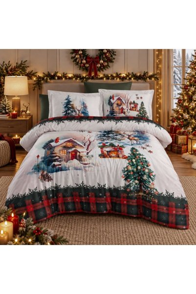 First Choice Christmas landscape Duvet Cover Set , 3D Cotton satin luxury 6 p...